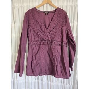 Pink Collection Womens Sz 16 Purple Babydoll Tunic Boho Peasant Eyelet Hippie